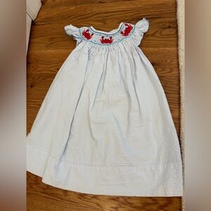 Classic Whimsy Smocked Seersucker Dress with Crabs size 24M